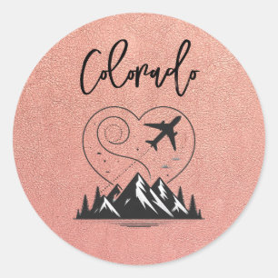 Sticker Rond Passeport rose Gold Colorado