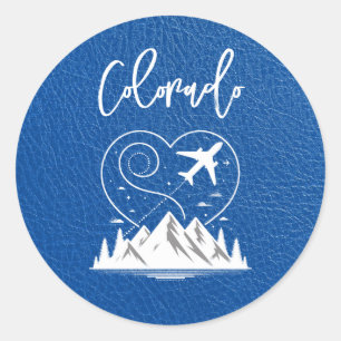 Sticker Rond Passeport Royal Blue Colorado