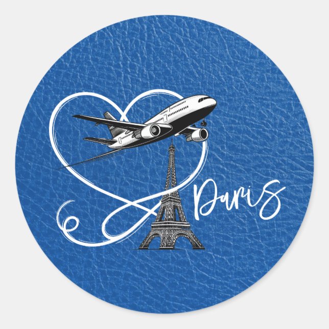 Sticker Rond Passeport Royal Blue Paris (Devant)