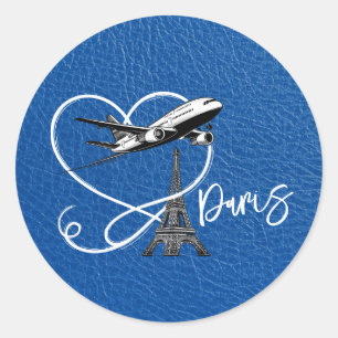 Sticker Rond Passeport Royal Blue Paris