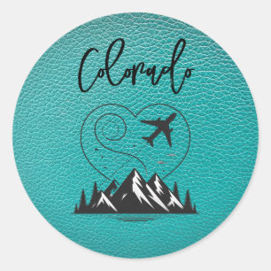Sticker Rond Passeport turquoise du Colorado