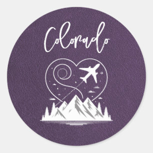 Sticker Rond Passeport Violet Colorado