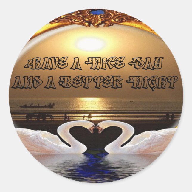 Sticker Rond Passez une bonne journée et une bonne nuit.argent (Devant)
