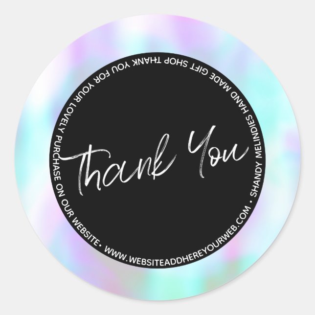 Sticker Rond Pastel Abstrait Script Merci d'affaires (Devant)