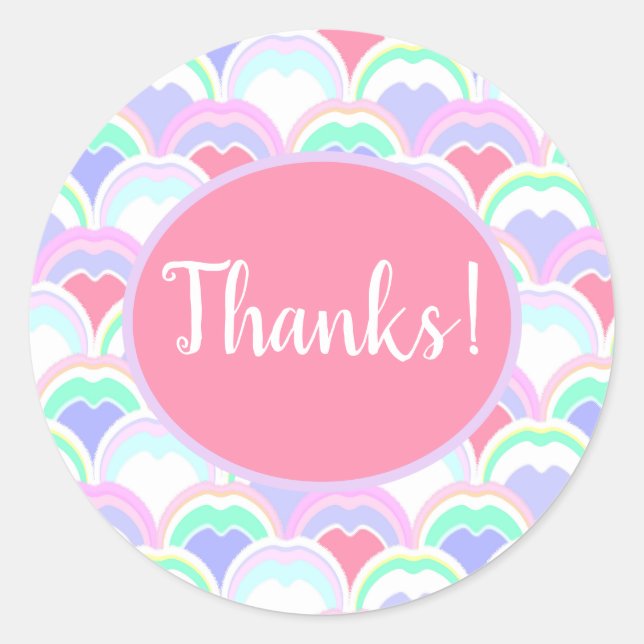 Sticker Rond Pastel amusant Motif de plumes de paon abstraites (Devant)