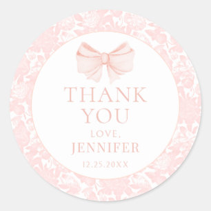 Sticker Rond Pastel arc rose preppy bébé fille douche merci