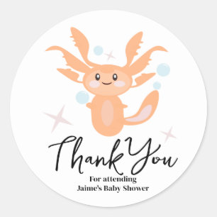 Sticker Rond Pastel Axolotl Océan Baby shower Créature