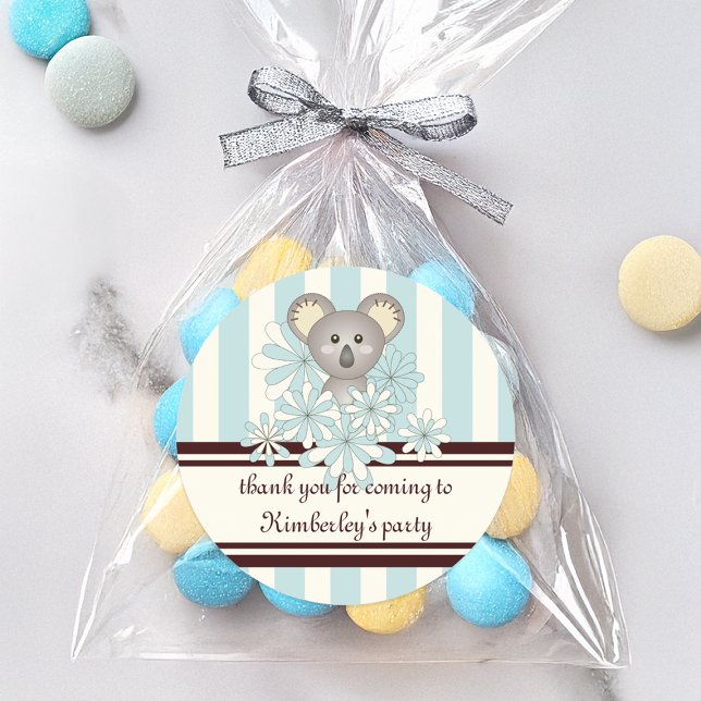Sticker Rond Pastel Blue Koala Baby Boy Shower / Anniversaire d (Créateur téléchargé)
