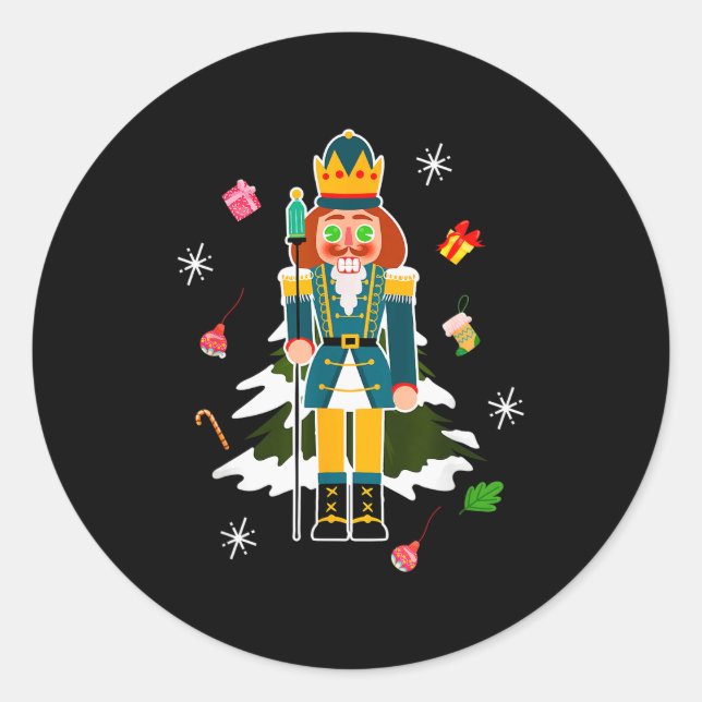 Sticker Rond Pastel Christmas Nutcracker In Snow Christmas  (Devant)