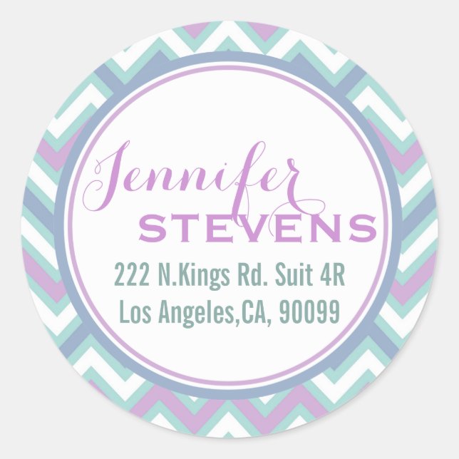 Sticker Rond Pastel Colors Retro Chevron Motif (Devant)