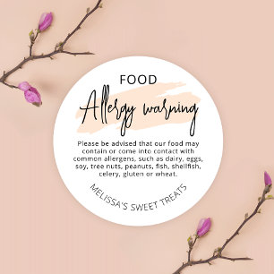 Sticker Rond Pastel Crème Aquarelle Sécurité alimentaire Alerte