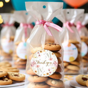 Sticker Rond Pastel Fairy jardin fleuri thé fête anniversaire