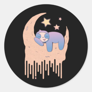 Sticker Rond Pastel Goth Moon esthétique Kawaii Sloth
