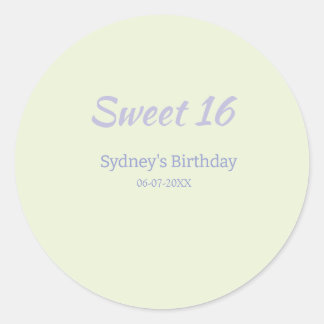 Sticker Rond Pastel green purple sweet 16th birthday name bold