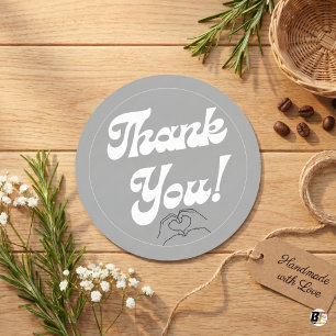 Sticker Rond Pastel Gris Blanc Joli Groovy Esthétique Merci