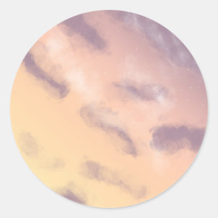 Sticker Rond Pastel lumineux ciel Sunrise avec nuages peinture