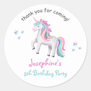 Sticker Rond Pastel Magical Unicorn Anniversaire de enfant