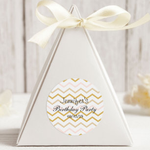 Sticker Rond Pastel Peach et Gold Zig Zag