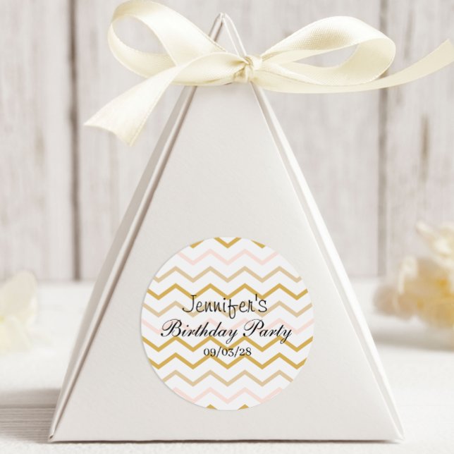 Sticker Rond Pastel Peach et Gold Zig Zag (Créateur téléchargé)
