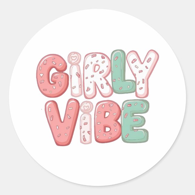Sticker Rond Pastel Pink and Teal Girly Aesthetic (Devant)