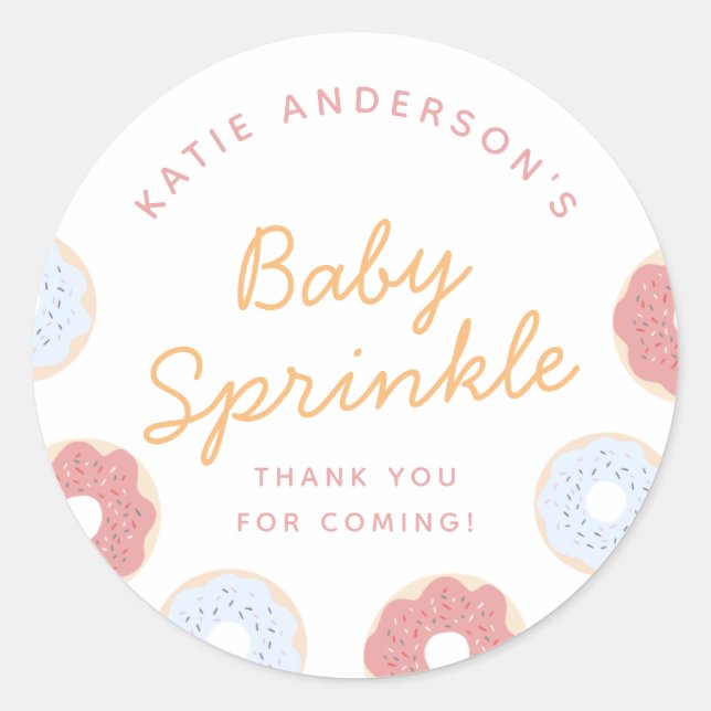 Sticker Rond Pastel Pink Blue Donuts Baby Sprinky Merci (Devant)