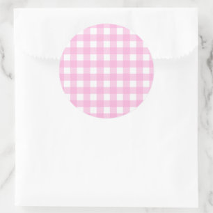 Sticker Rond Pastel Pink En vichy Motif