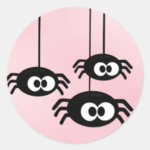 Sticker Rond Pastel Pink mignon Araignées Halloween