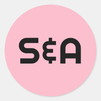 Sticker Rond Pastel Pink Retro Mariage monogramme
