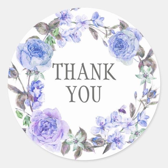 Sticker Rond Pastel Purple Aquarelle Florale | MERCI (Devant)