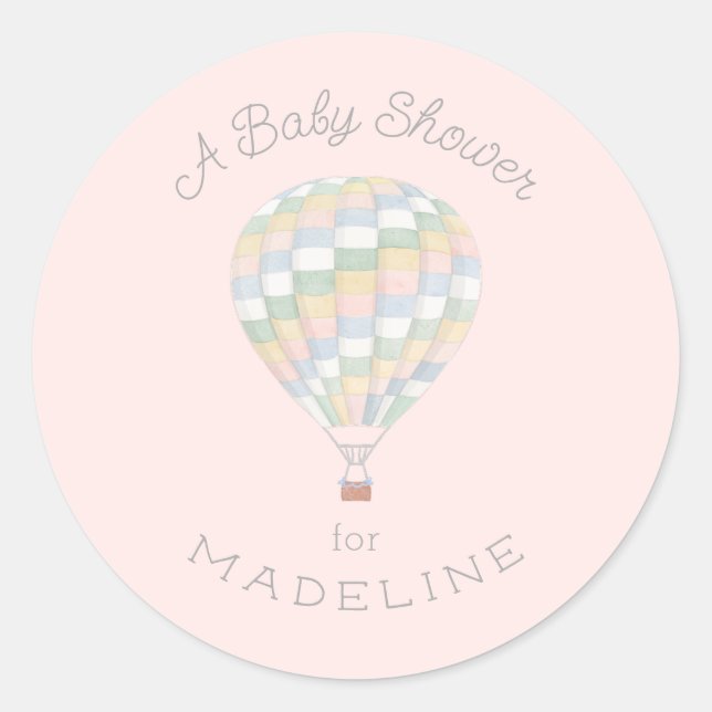 Sticker Rond Pastel Quilt Baby shower à ballon à air chaud (Devant)