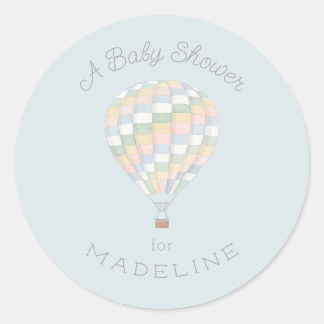 Sticker Rond Pastel Quilt Baby shower à ballon à air chaud (Devant)