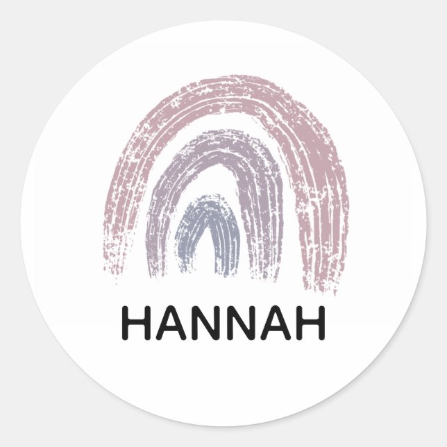 Sticker Rond Pastel Rainbow Nom personnalisé École Enfants (Devant)
