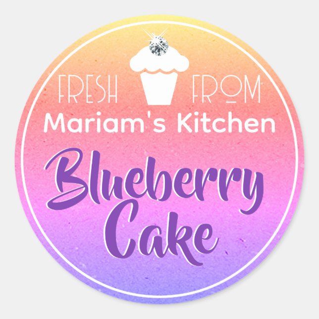 Sticker Rond Pastel Rainbow Ombre Rhinestone Pâtisserie Étiquet (Devant)