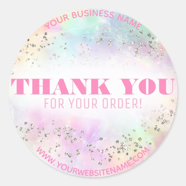 Sticker Rond Pastel Rainbow Vibrant Merci Commande Fair Vendeur (Devant)
