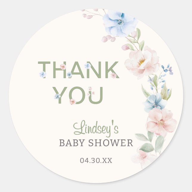 Sticker Rond Pastel Rose Bleu Printemps bébé dans Baby shower e (Devant)
