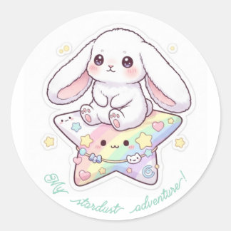 Sticker Rond Pastel Star Rider Bunny - Dreamy Kawaii Celestial
