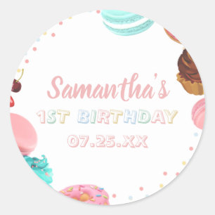 Sticker Rond Pastel Sweet Candy Lolipop Cupcake Donut Anniversa