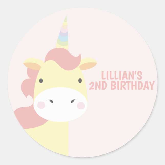 Sticker Rond Pastel Unicorn (Devant)