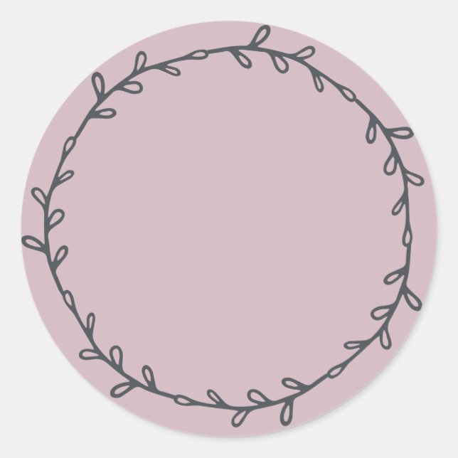 Sticker Rond Pastel Violet Écriture Maison Rustique (Devant)