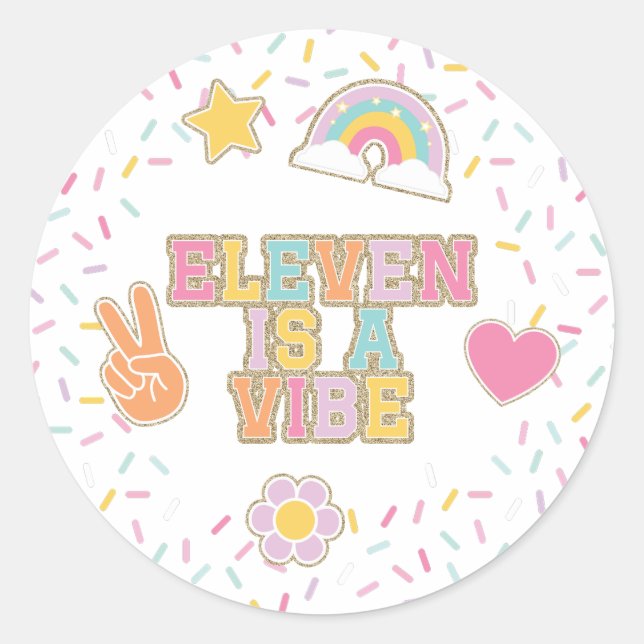 Sticker Rond Patch Preppy Eleven est un Vibe 11e anniversaire (Devant)