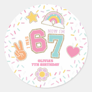 Sticker Rond Patch Preppy J'avais SIX ans maintenant j'ai SEPT
