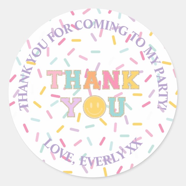 Sticker Rond Patch Preppy Lettre merci de vous rendre service (Devant)