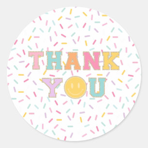 Sticker Rond Patch Preppy Lettre merci de vous rendre service