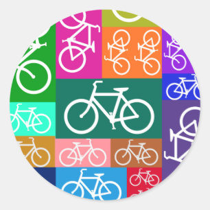Sticker Rond Patchwork Bicyclettes Art