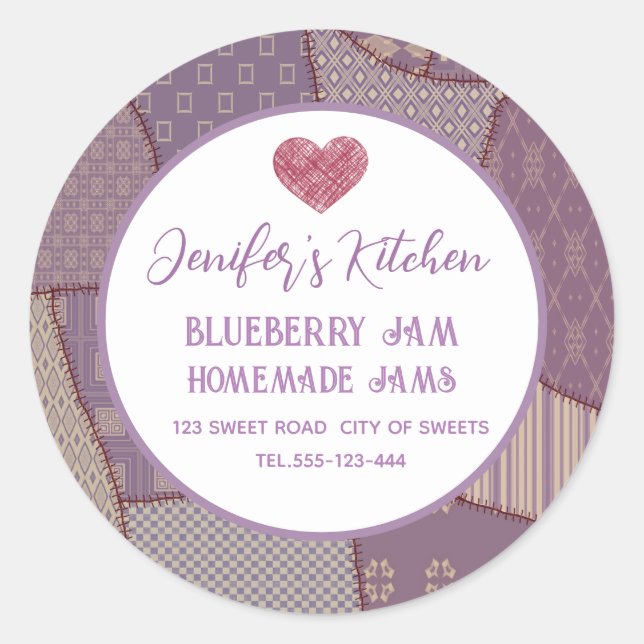 Sticker Rond Patchwork confiture maison classique collant rond (Devant)