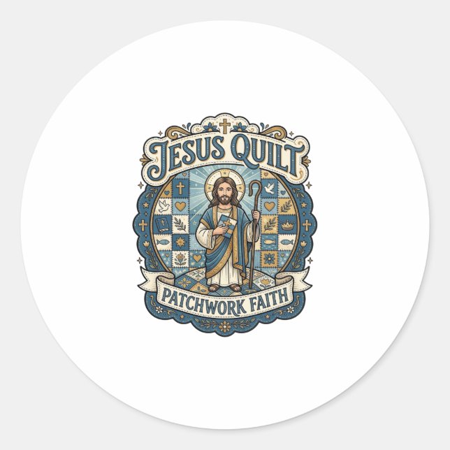Sticker Rond Patchwork Jésus Foi Patchwork Jésus  (Devant)