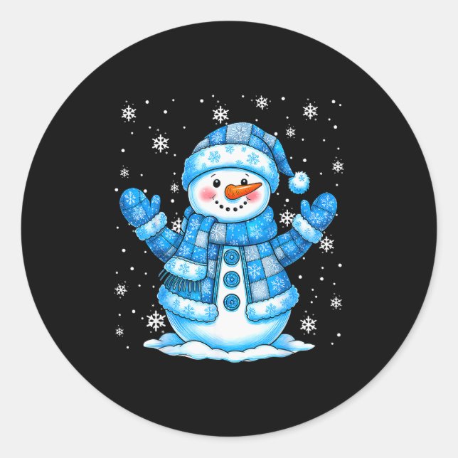 Sticker Rond Patchwork Quilt Snowman Quilter Merry Christmas Pa (Devant)