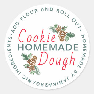 Sticker Rond Pâte à Biscuit de Noël Recette Maison Cônes de Pin