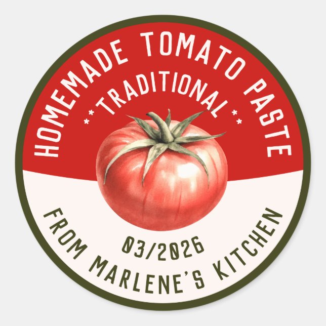 Sticker Rond Pâte de tomate maison avec deux couleurs (Devant)