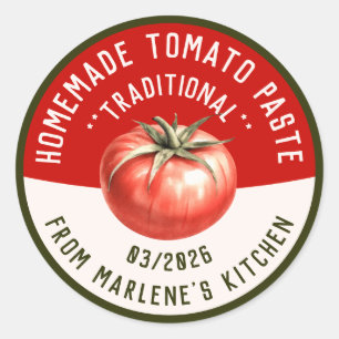 Sticker Rond Pâte de tomate maison avec deux couleurs